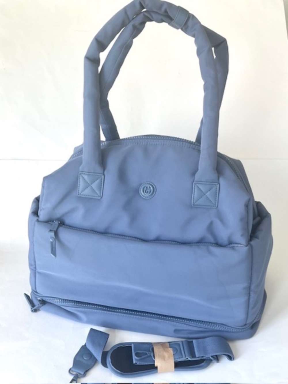 Joan & David The Lainey Sport Nylon Drop Bottom Duffel Bag 136-DENIM
